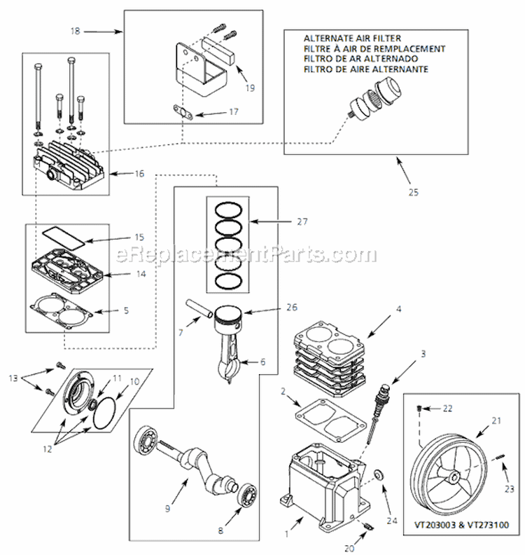Page B Diagram and Parts List for VT559506 2006 Campbell Hausfeld Compressor
